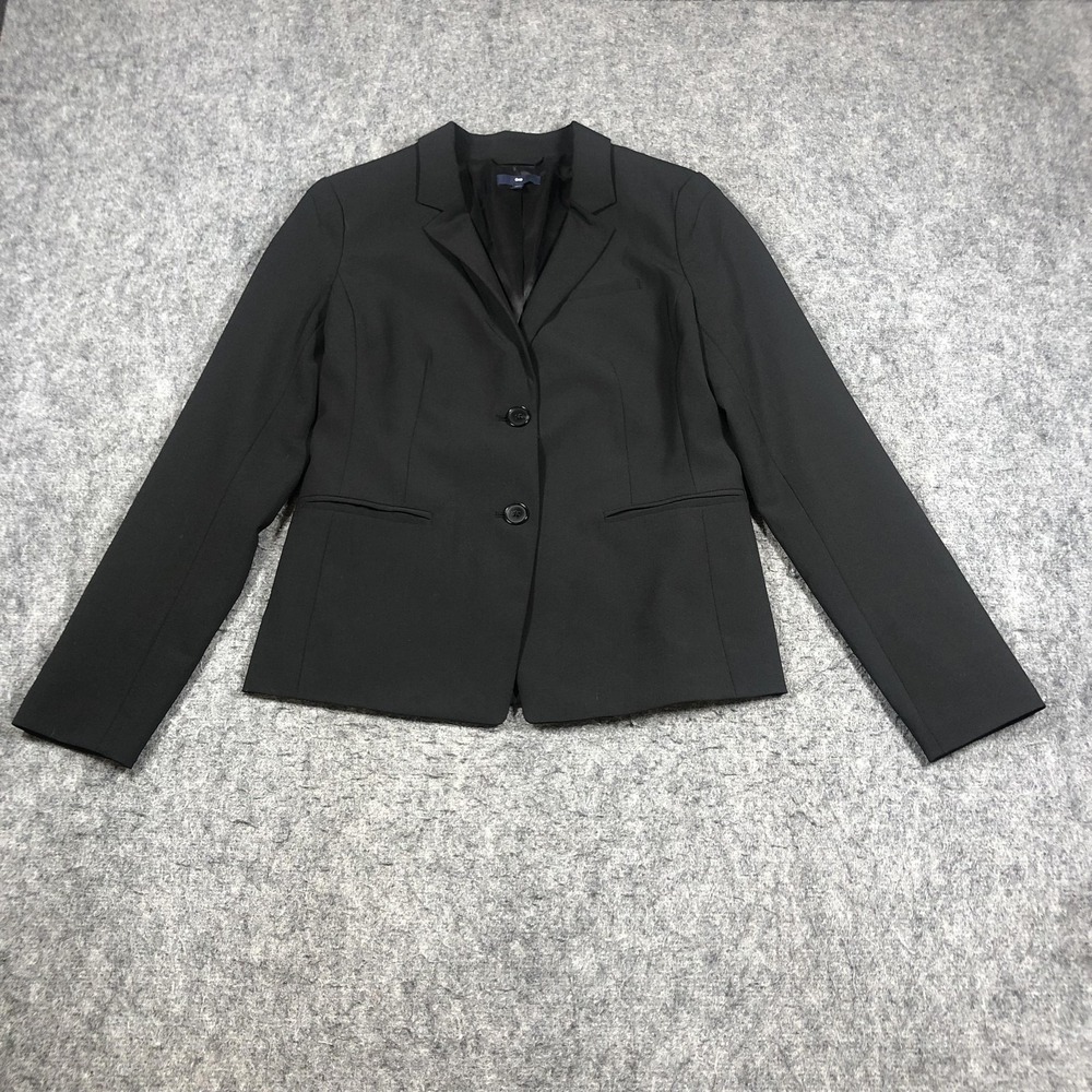 Gap‎ Blazer Womens 4 Black Two Button Stretch Lined Suit Jacket Career Work